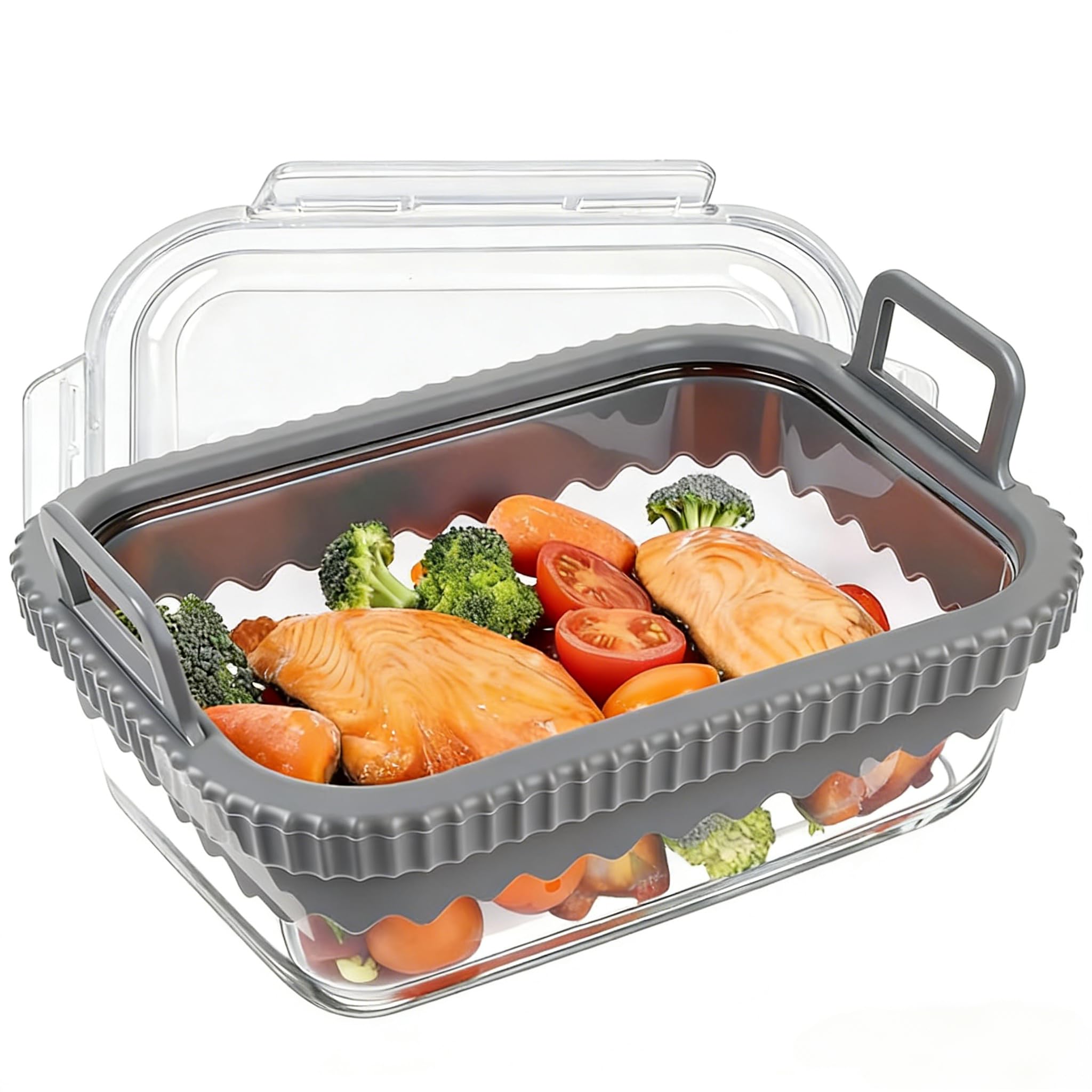 Plat à gratin Airfryer pour Ninja & Cosori | Moule en verre avec couvercle et poignées amovibles | Résistant à la chaleur pour Ninja Airfryer Accessoires AF400EU/AF500EU/SL400EU | Passe au
