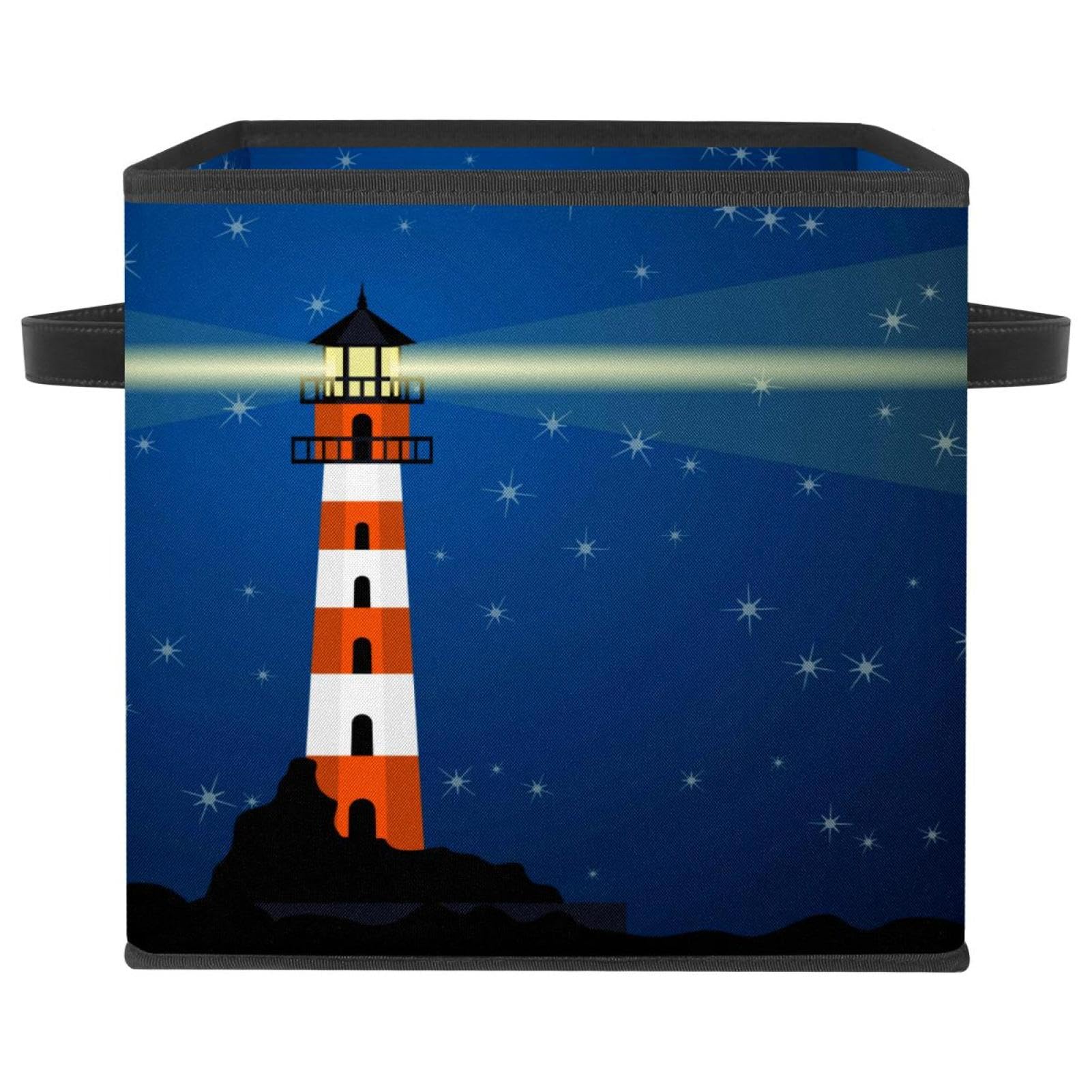 Boîte de rangement cube en tissu motif phare pour jouets et chambre enfant