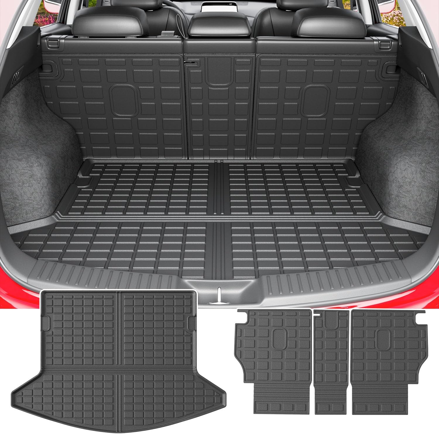 powoq Cargo Liner Compatible with 2017-2022 Mazda CX-5 Backrest Mat Trunk Mat Replacement for 2017-2019 2020 2021 2022 Mazda CX-5 Accessories (Fit 2017-2022 CX-5, Rear Backrest Mat+Rear Cargo Mat)