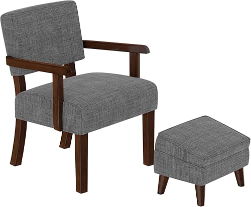 Vista 12 de Sillas decorativas con otomana ajustable, cómodo juego de reposapiés con brazos, reposapiés de almacenamiento, sofá con reposapiés, juego de sillas