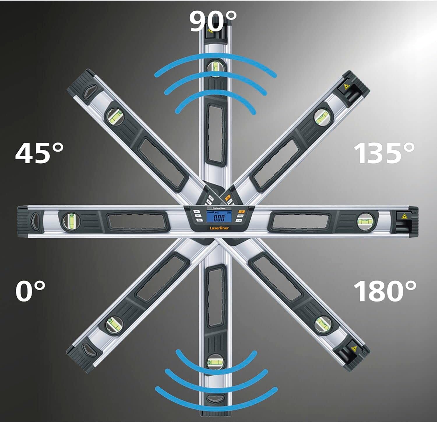 Diagram showing 360 degree angle measurement with acoustic signals