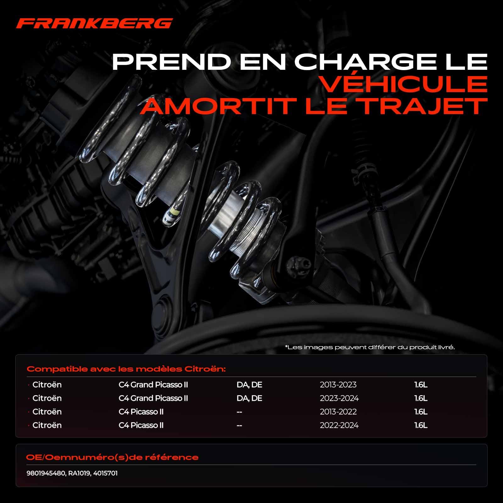 Frankberg 2 ressorts de suspension, essieu avant 9801945480 | Compatible avec: C4 Grand Picasso II DA DE, C4 Picasso II