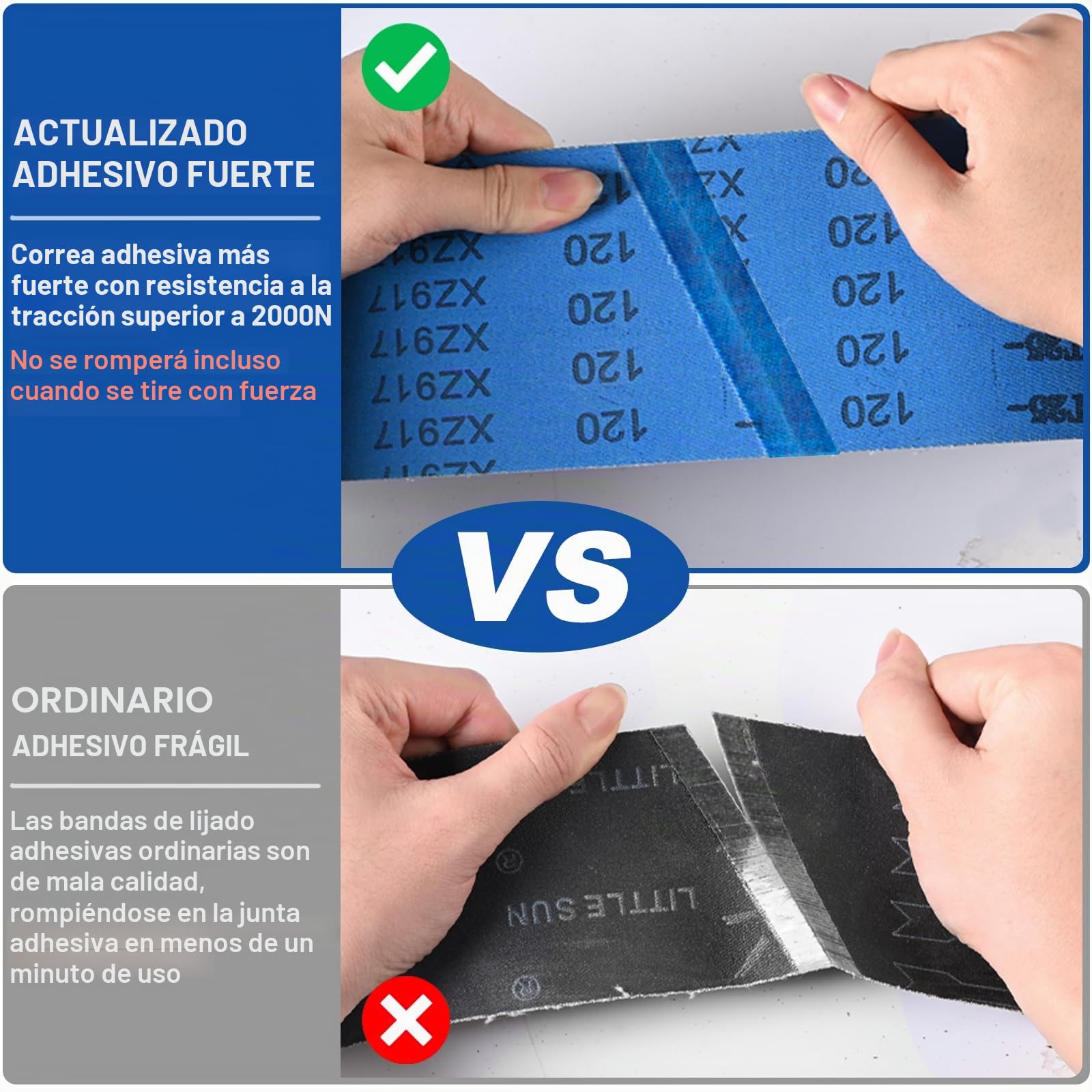 Bandas de Lija 100 x 915 mm 10 Piezas grano 40/60/80/120/240 | Bandas Abrasivas de Corindón de Circonio para Lijadora de Banda para Metal, Madera