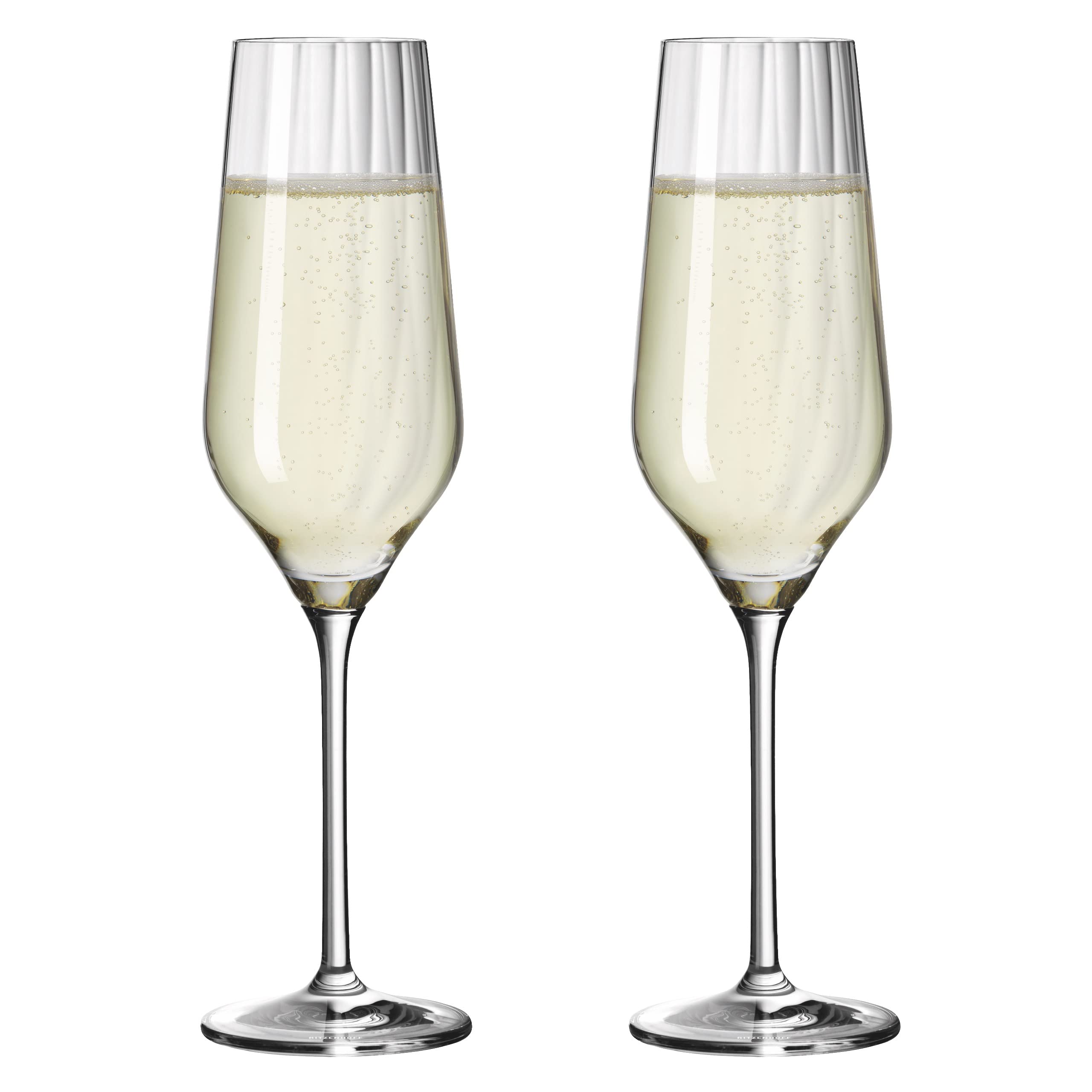 Ritzenhoff 3751001 Bicchiere da champagne 250 ml - Serie Sternschliff No. 2-2 pezzi con linea di rilievo - Made in Germany