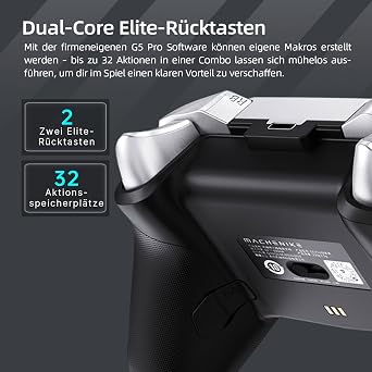 Machenike G5 Pro Wireless Controller für Windows PC/Switch/IOS/Android RGB Lichter PC Controller Hall Effekt Joystick&Trigger Gyroskop Weiß (Schwarz)