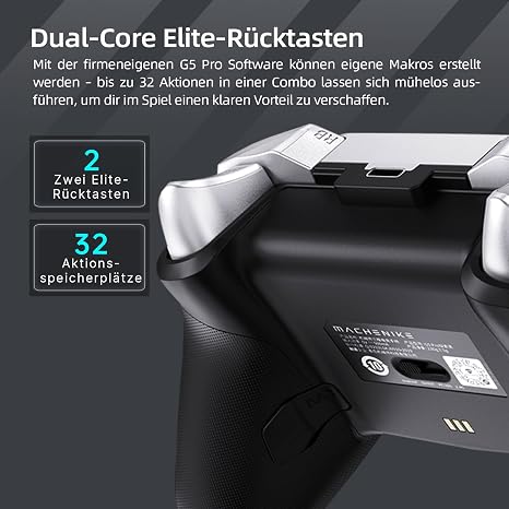 Machenike G5 Pro Wireless Controller für Windows PC/Switch/IOS/Android RGB Lichter PC Controller Hall Effekt Joystick＆Trigger Gyroskop Weiß (Schwarz)