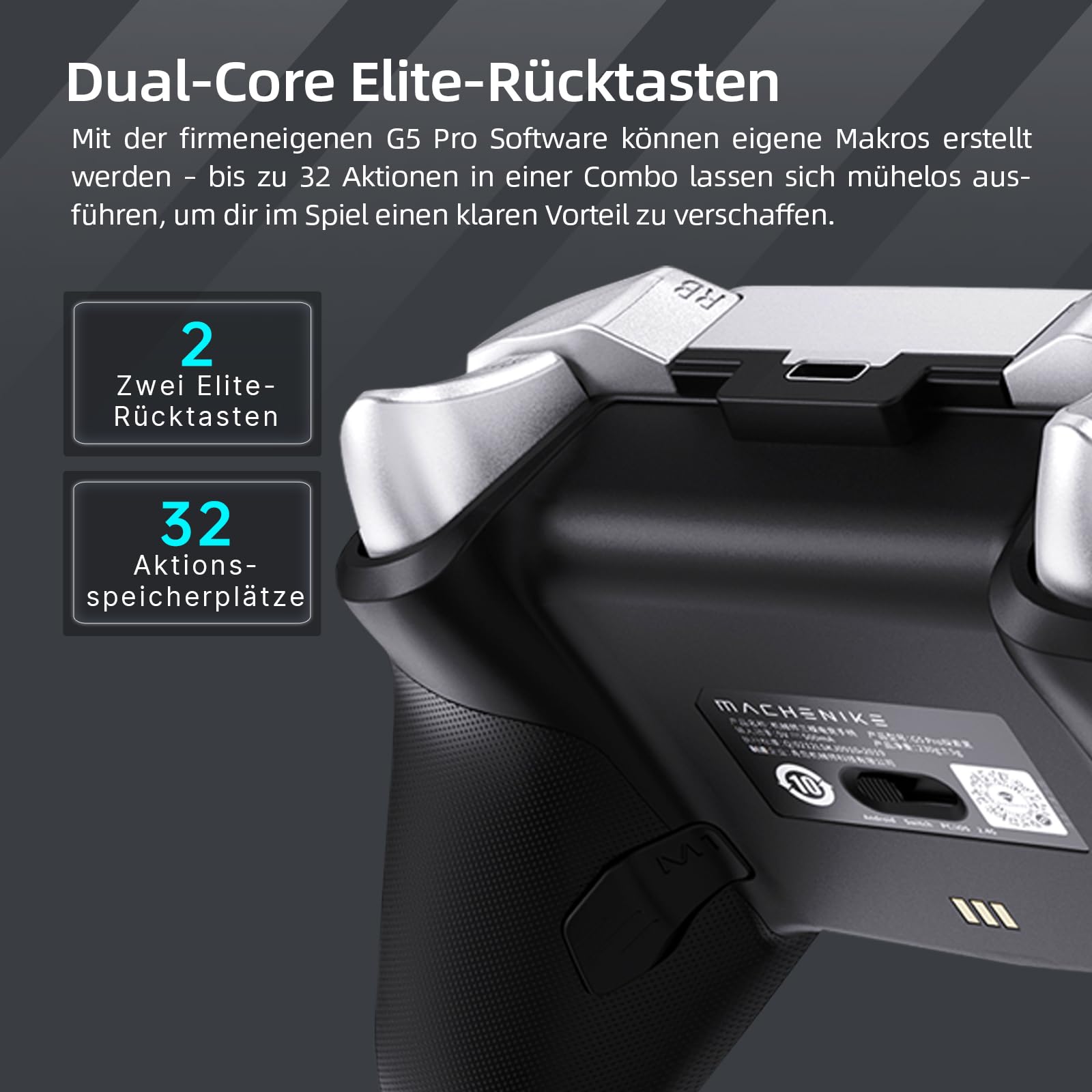 Machenike G5 Pro Wireless Controller für PC Switch iOS Android, RGB, Hall Effekt Joystick Trigger, Gyroskop, Weiß