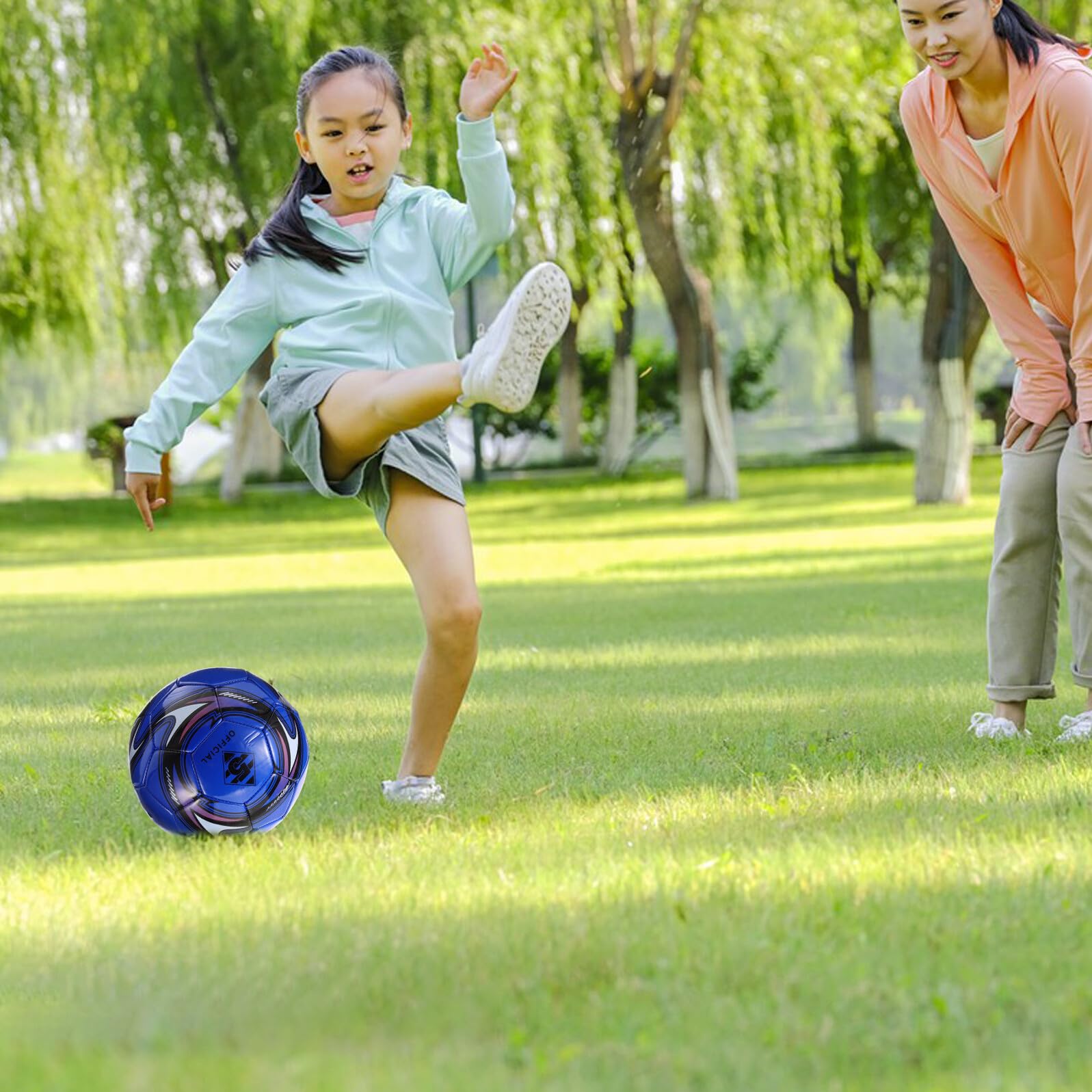 BESPORTBLE Pallone da Calcio Bambini 5 in PVC Cucito per Allenamento | Blu, per Partite e Attività Sportive, Tocco Gradevole, Resistenza All’usura