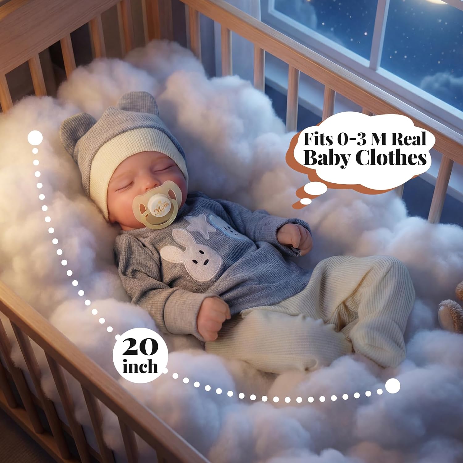 BABESIDE Reborn Baby Dolls Boy – 20 Inch Closed-Eye Realistic Baby Doll, Sleeping Newborn Doll with Accessories for Kids Age 3+, Pretend Play and Collection