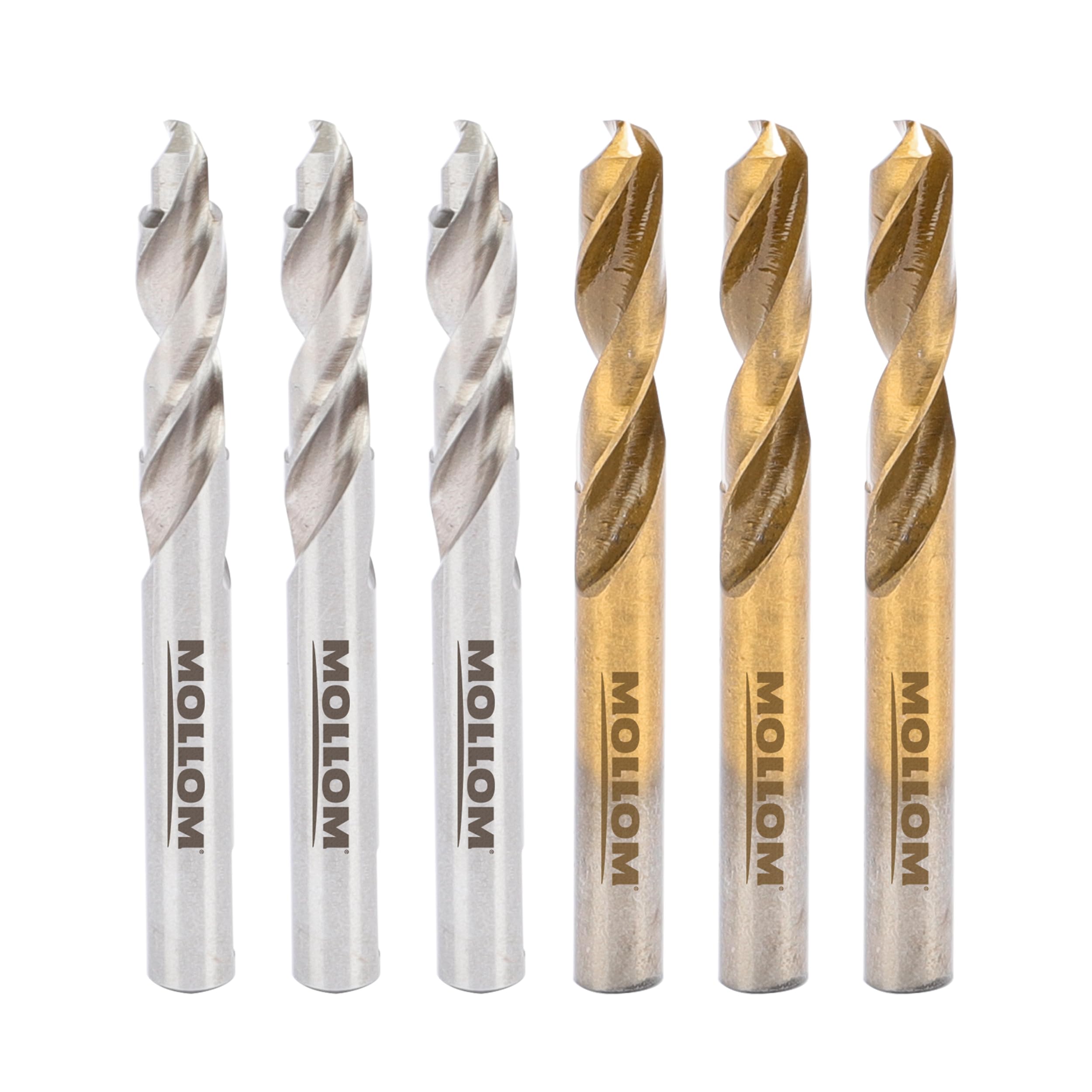 MOLLOM 段付きパイロットドリルビット 3本セット & チタンコーティングパイロット 3本セット 超硬ホールソー用、金属、鋼、鉄、木材、プラスチック用センタードリルビット