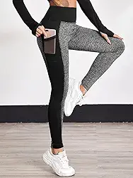 Leggings femininas de cintura alta com bolsos laterais, para ioga, controle de barriga, para treino e corrida atlética