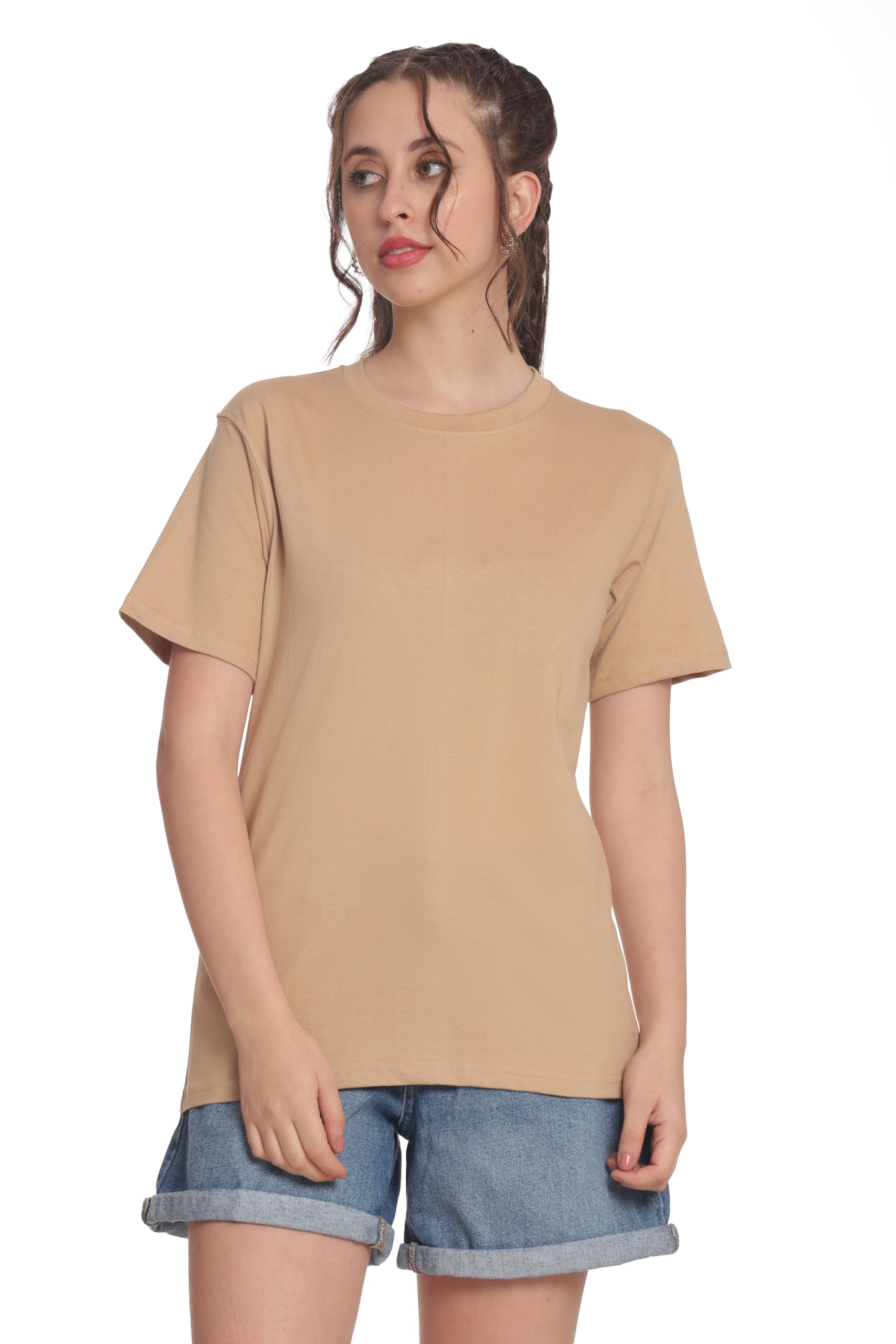 unsully Women’s Cotton Regular Fit T-Shirt | Soft, Breathable, Bio-Washed Casual & Athleisure Wear-picture-11