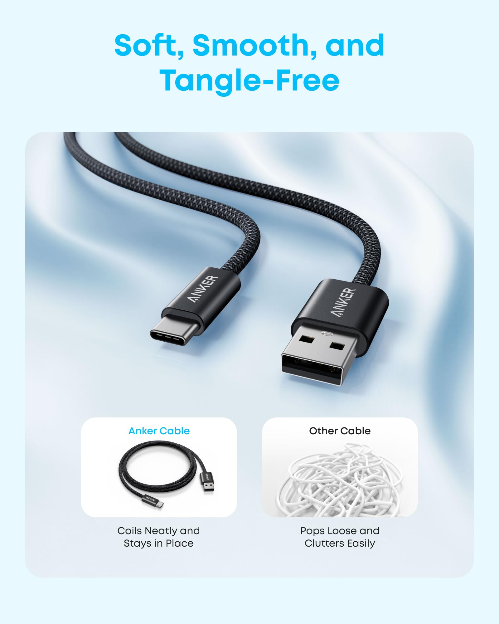Anker Cavo USB C, Cavo USB C da 1 m, Cavo USB C in nylon, Cavo da USB a USB C per Samsung Galaxy S24 S23 S22 Ultra Note 20 iPhone 16 15 14 Pro Max iPad MacBook