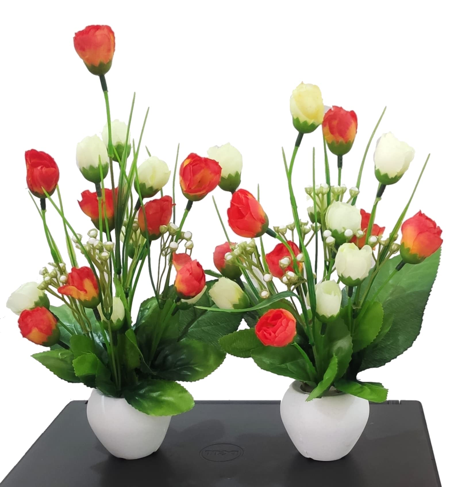 BK MART Polyester Set Of 2 Table Flower Top Rose Artificial Flower With Pot (Red) (B09GDT4F4L) Amazon Price History, Amazon Price Tracker