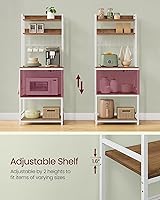 Vista 7 de VASAGLE Estante de panadería con toma de corriente, soporte para microondas, estante de almacenamiento de utilidad alto para cocina, con panel