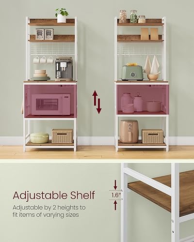 Miniatura 7 de VASAGLE Estante para panaderos con toma de corriente, soporte para microondas, estante de almacenamiento alto para cocina, con panel de alambre de