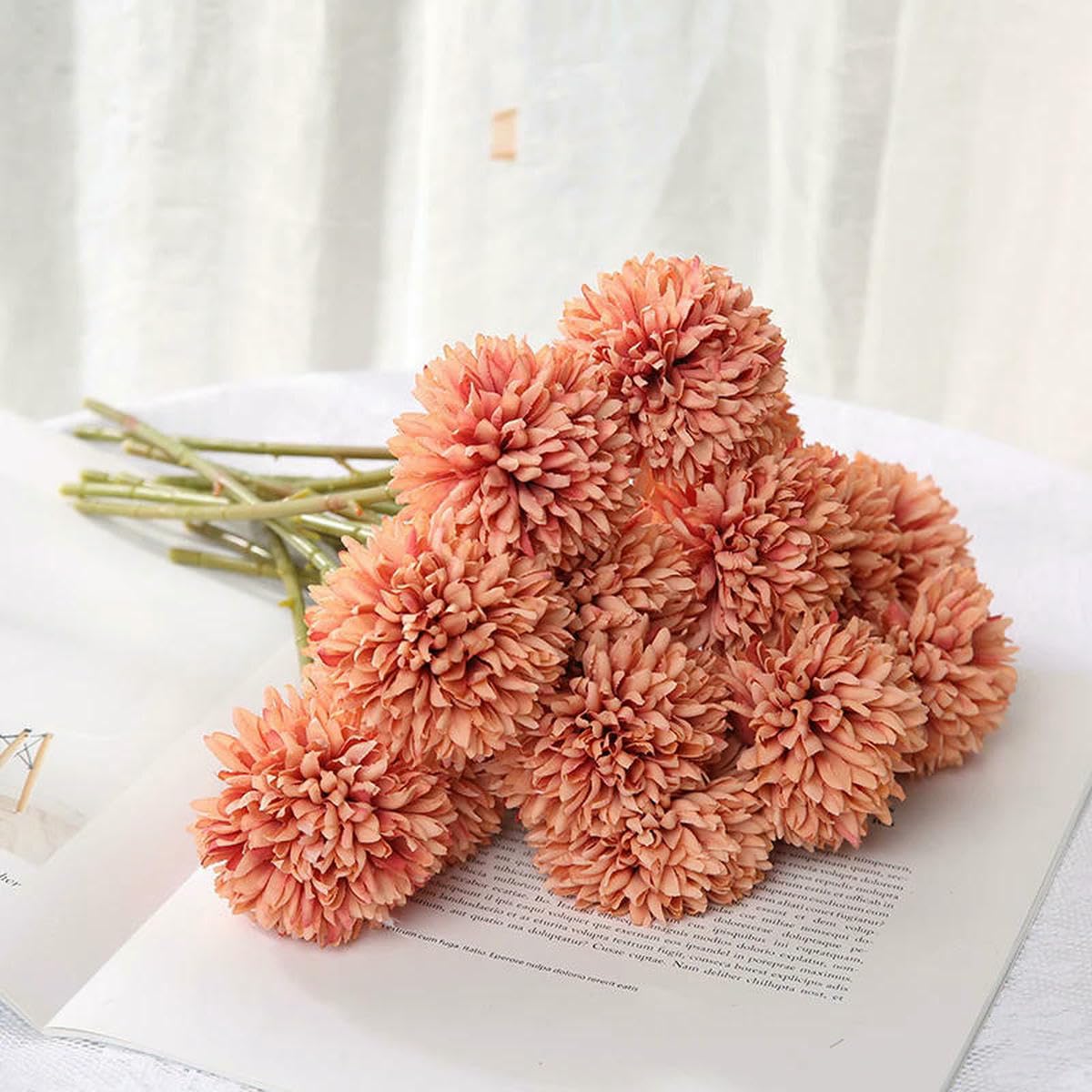 AYHTUD 3/5Pcs Hydrangea Artificial Flowers Bouquet For Home Bedroom Decor Wedding Decoration Craft Vases Flower Arrangement Accessories-Orange-3Pcs