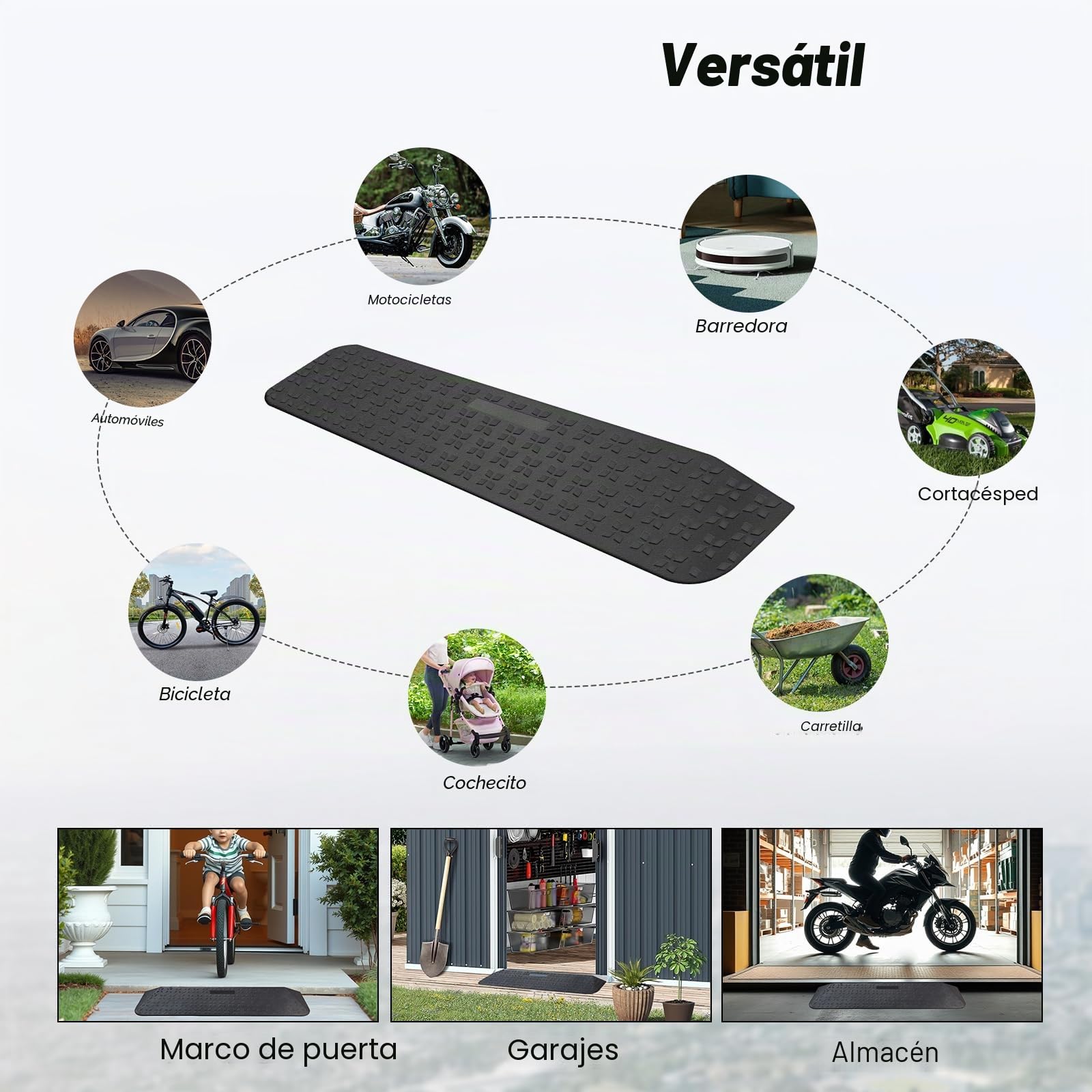 LIEKUMM Rampa de goma de 3,8 cm de altura, rampa antideslizante para silla de ruedas con diseño de estrella polar, capacidad de carga de 1000 kg, rampa para puertas, escalones, aceras