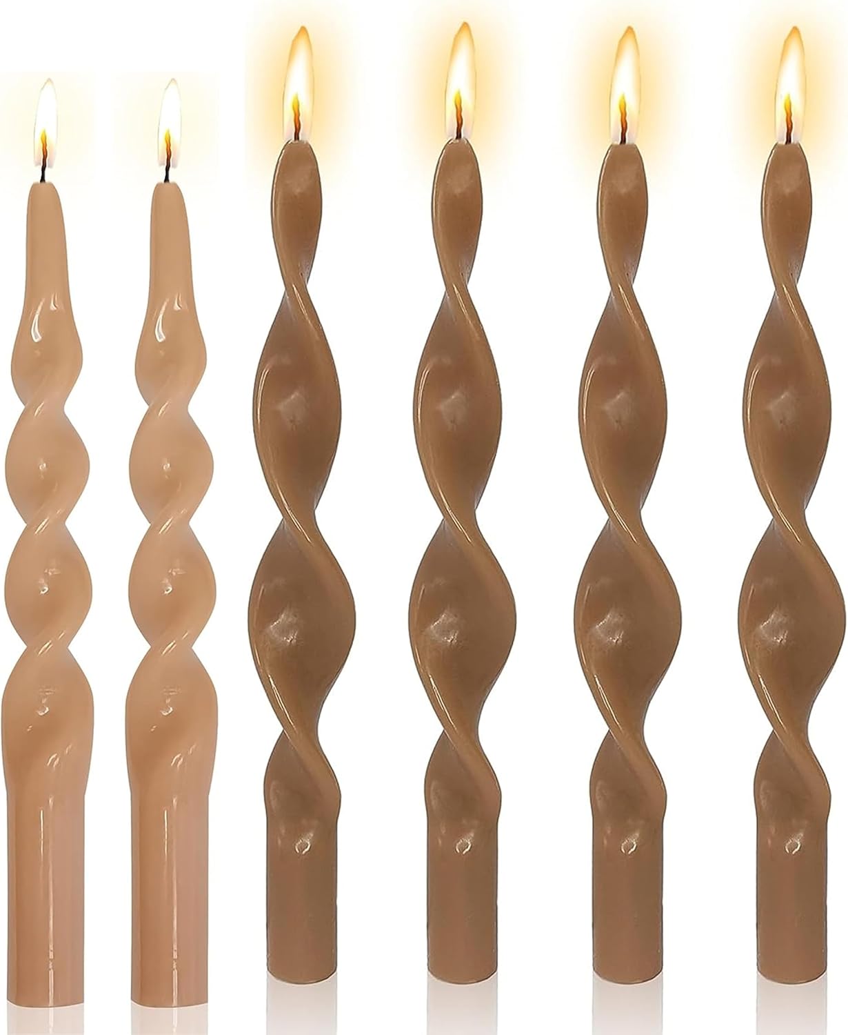 Long Candlesticks Spiral Taper Candle - Gedengni Set of 6 Twisted Candle Long Candle Sticks Brown Tapered Candles Tall 10INCH for Home Holiday Wedding Party