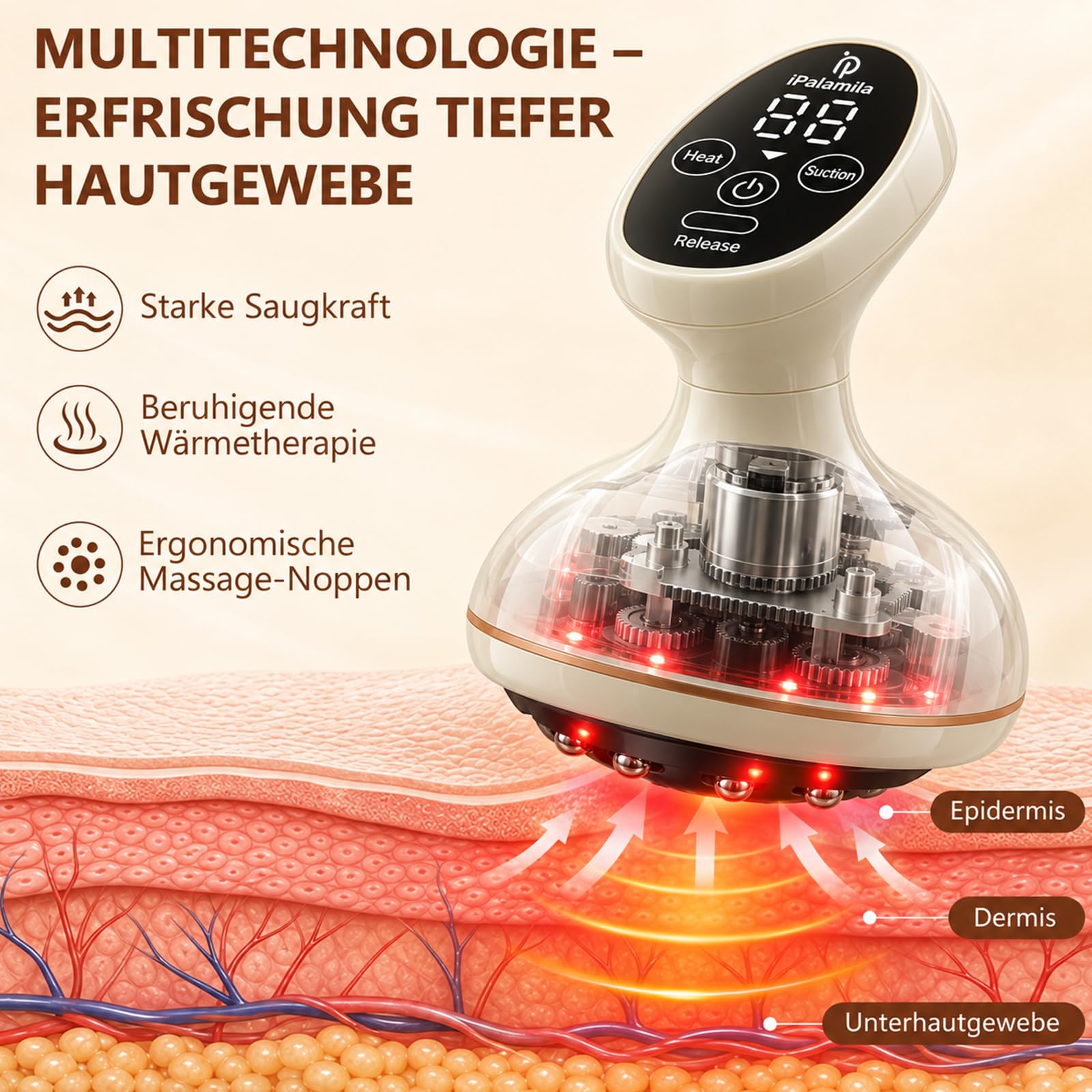 Celluviaa Gerät – Cellulite Massager & Massagegerät,5-in-1Massagegerät Mit Ein-Knopf-Entlastung,Cellulite Massagegerät zur Hautstraffung und Durchblutung, Anti-Cellulite-Massage am ganzen Körper