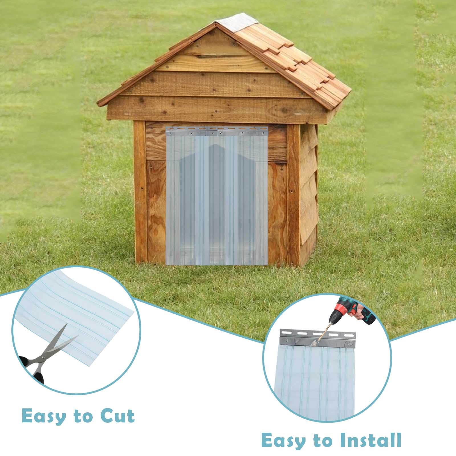 Gekufa Cortina de Puerta para Perro, Cortina de Lamas de PVC Transparente 3.6m*20cm (con 2pc Metálicas), Cortina de Tiras de Plástico para Puertas de Casa de Perros DIY