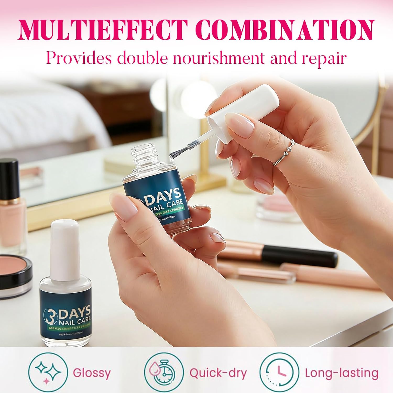 3 Days Nail Care Oil with Keratin, 2026 New Nail Strengthener, Keratin Nail Treatment, Fast-Acting Keratin Amino Acid Formula, Deeply Hydrates and Repairs Dry, Weak & Fragile Nails (2 Pcs)