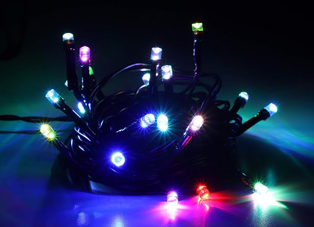 Christmas Concepts® 20 Multi Colour Slow Colour Changing LED Lights with 5M Black Cable -Christmas Tree Lights - Christmas Tree Decorations - Indoor Lighting
