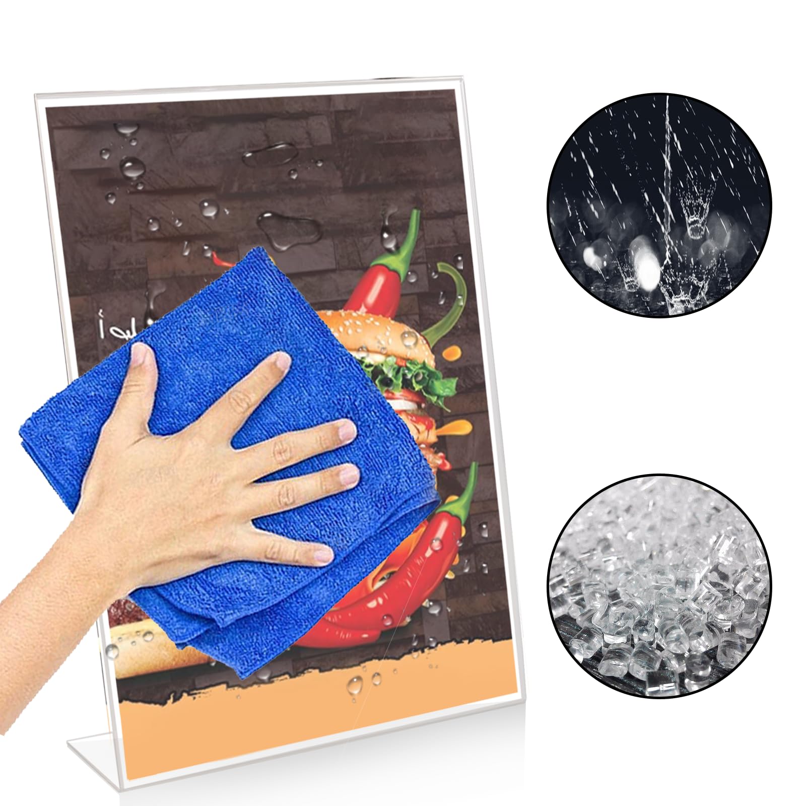ASelected 6PCS Acrylic Sign Holder A4 Plexiglass Display Stand Clear Tilt Poster Menu Holder For Office Restaurant Hotel Promotion Photo - Image 3