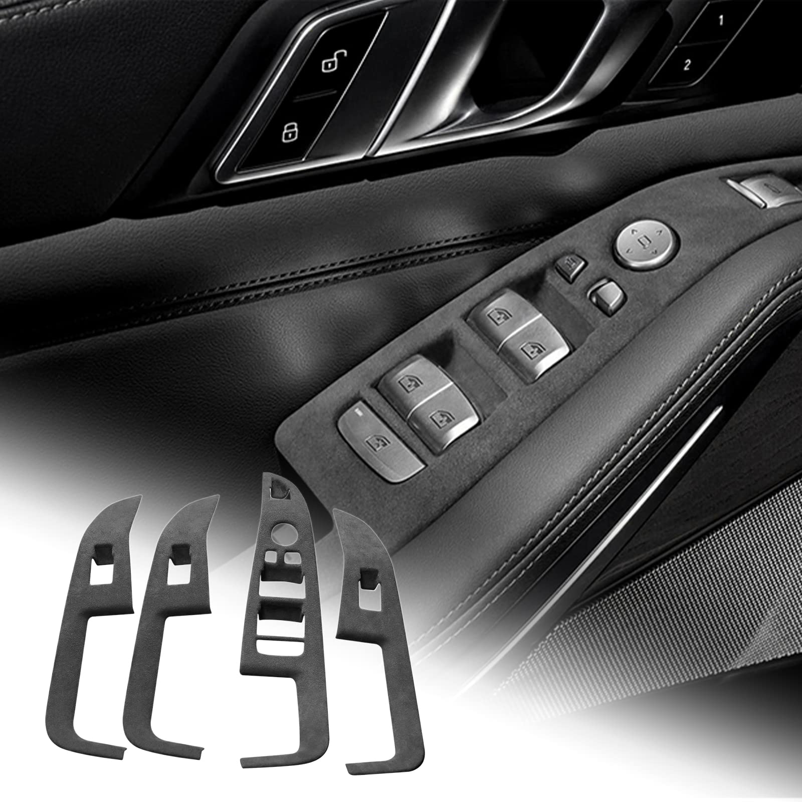 Betterhumz Car Headlight Switch Button Frame Sticker For BMW F30 F32 F34 2013-2019 328i 320i 318li 435i 420i 430i 425i M235i Made Of Alcantara Car - View #10