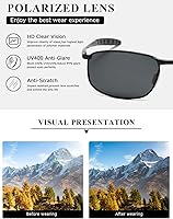 Vista 6 de AEVOGUE anteojos de sol polarizados para hombres, marco metálico rectangular, anteojos retro AE0535.