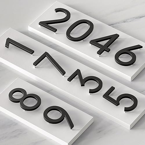 Miniatura 5 de Número de casa flotante para exteriores modernos números de dirección de casa para exteriores  Números de casa de metal grande de 7 pulgadas negro