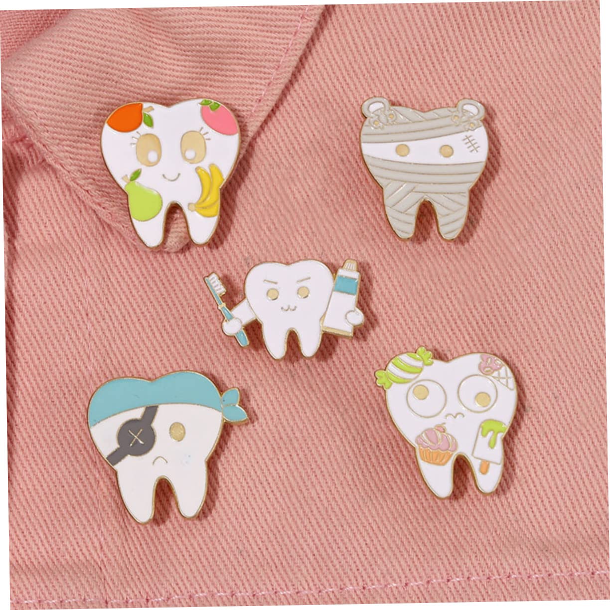 SHERCHPRY 10 pz Dente Spilla Vestiti Delle Donne Denti Spilla Carino Infermiera Denti Denti Denti Spilla Denti Pin Zaino