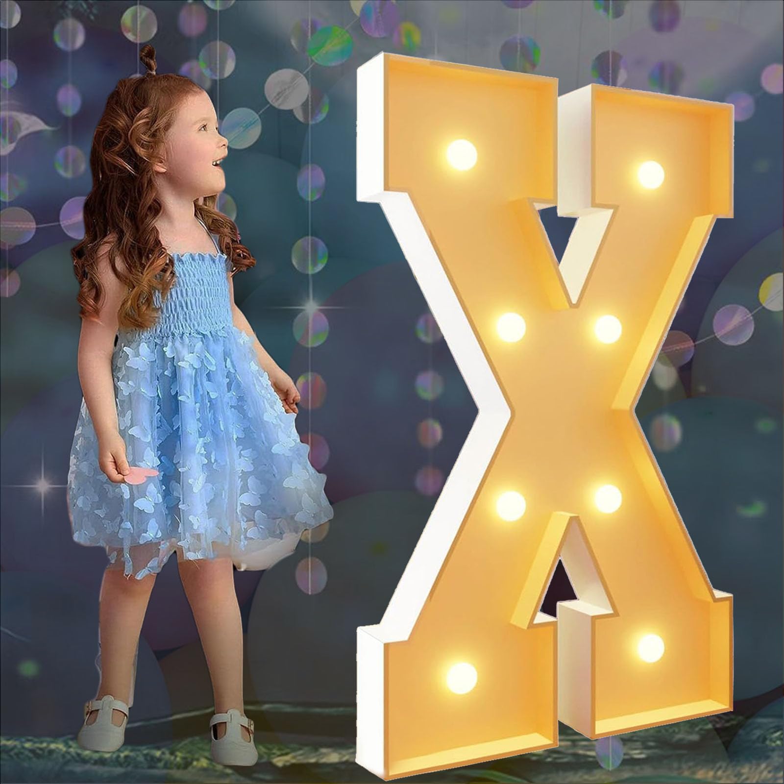 Letras decorativas iluminadas para marquesina, letras gigantes de mosaico de 120 cm, marco de letras de marquesina para bodas, cumpleaños, bailes, fiestas, decoraciones de cartón de espuma precortada