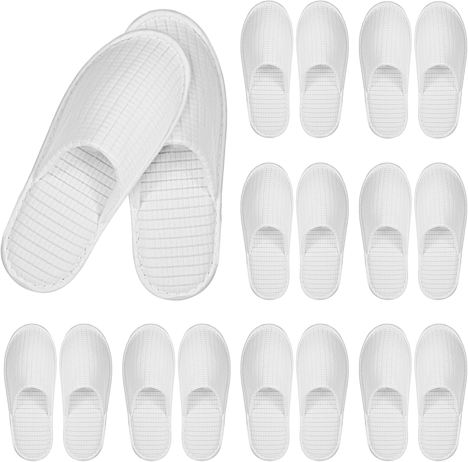 10 Pairs White Spa Slippers for Women and Men, Universal Bulk Disposable Slippers for Guests, Non-Slip Disposable Hotel Slipper Indoor Slipper for Travel Home Salon Hotel Bathroom