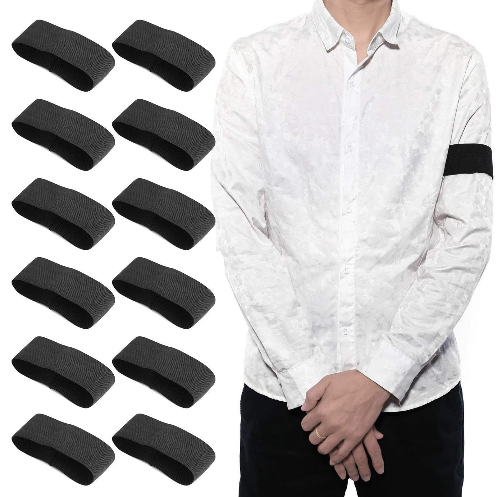 GDOKKNY 12Pcs Black Armbands Mourning, Adjustable Hook and Loop Elastic Arm Bands, Armbands for Memorial Soccer Football Sport Team