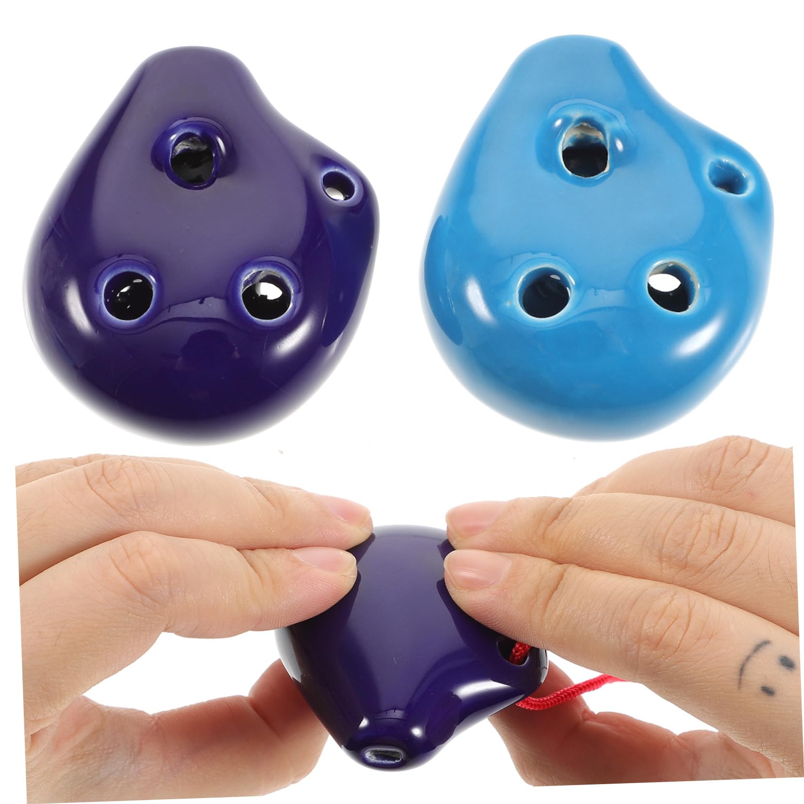SUPVOX 2pcs 6 Ceramic Ocarina Flute Alto C for Beginners Music Sheet Included Instrument for Music Lovers Random Colors Easy to Learn