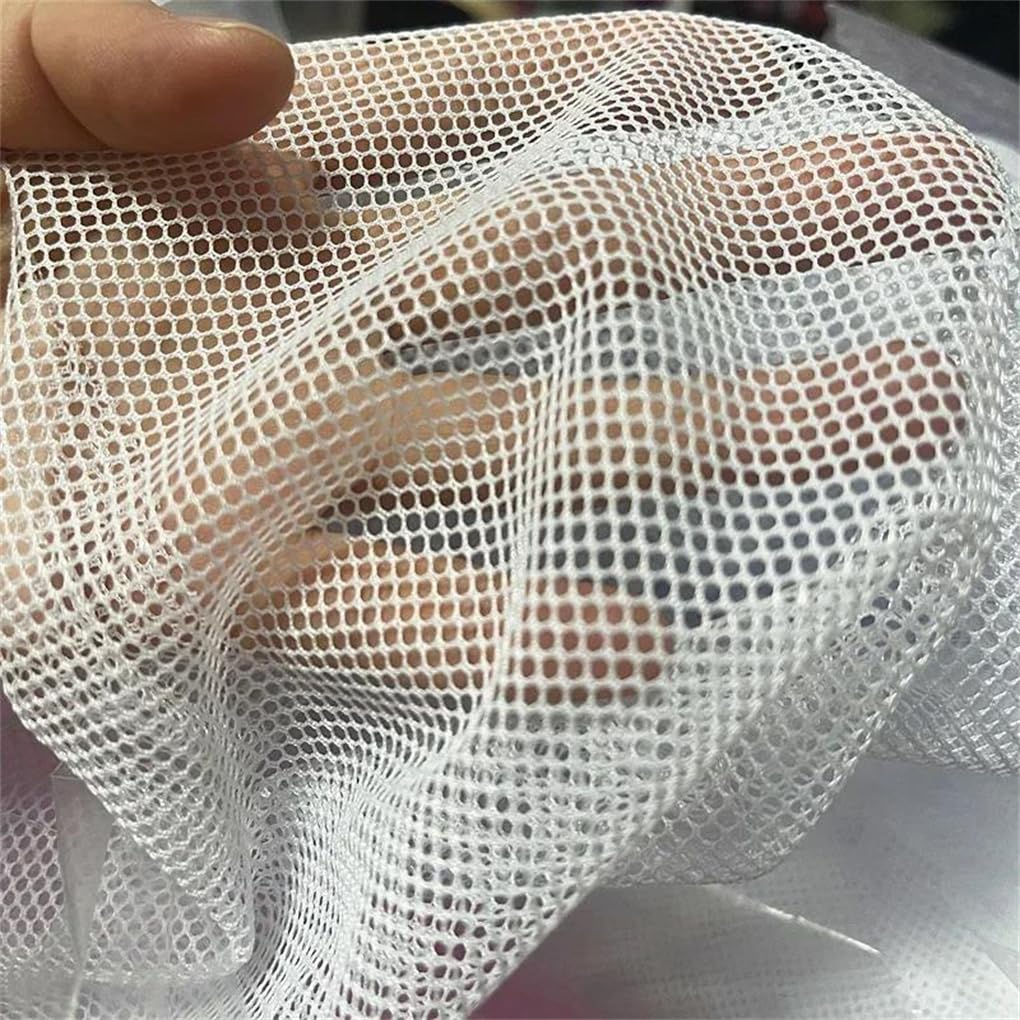 Elastyczna tkanina siatkowa, Tkanina poliestrowa o strukturze plastra miodu, wielokolorowa, 50 cm, do szycia sprzętu outdoorowego(White)