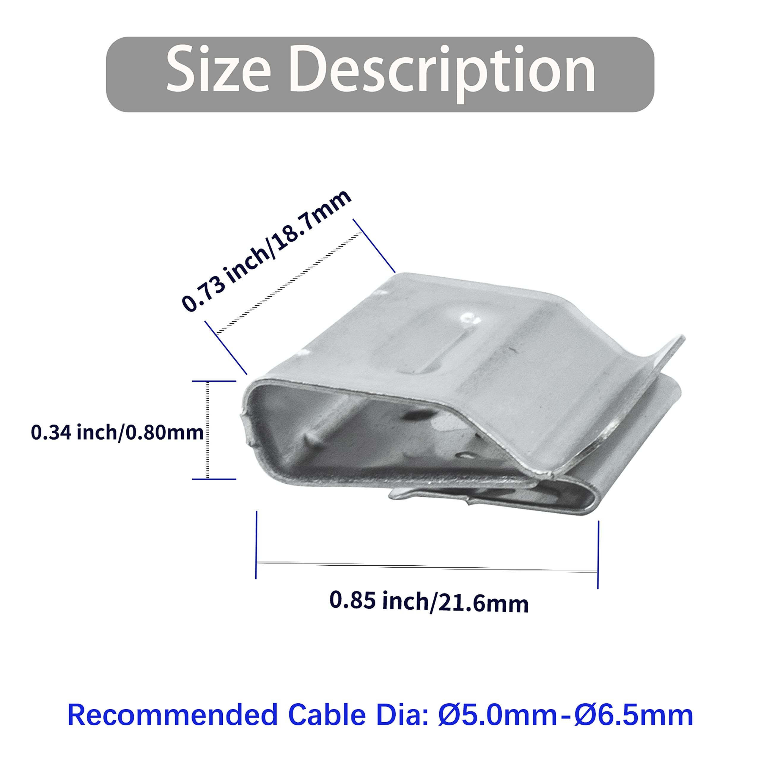 100pcs Solarpanel Kabelklemmen Photovoltaik Kabelklemmen, Edelstahl Anhänger Drahtklemmen für elektrische Kabel-Management