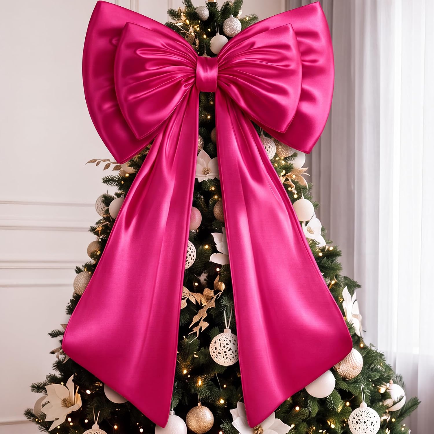 Sosation Hot Pink Large Bow Decor Big Bow for Backdrop 24x43 in