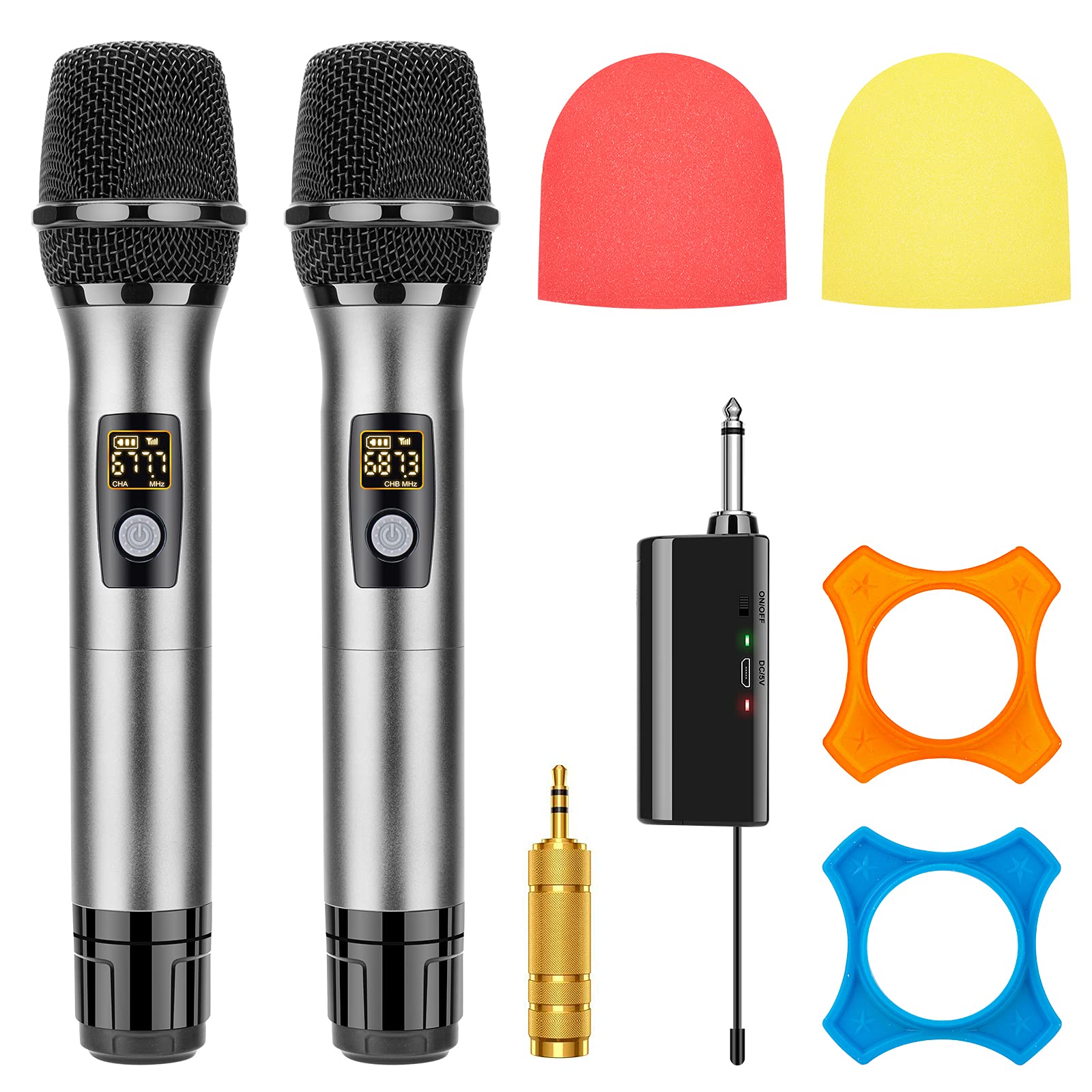 Buy Wireless Microphone, Karaoke Mic, UHF Dual Metal Handheld Dynamic