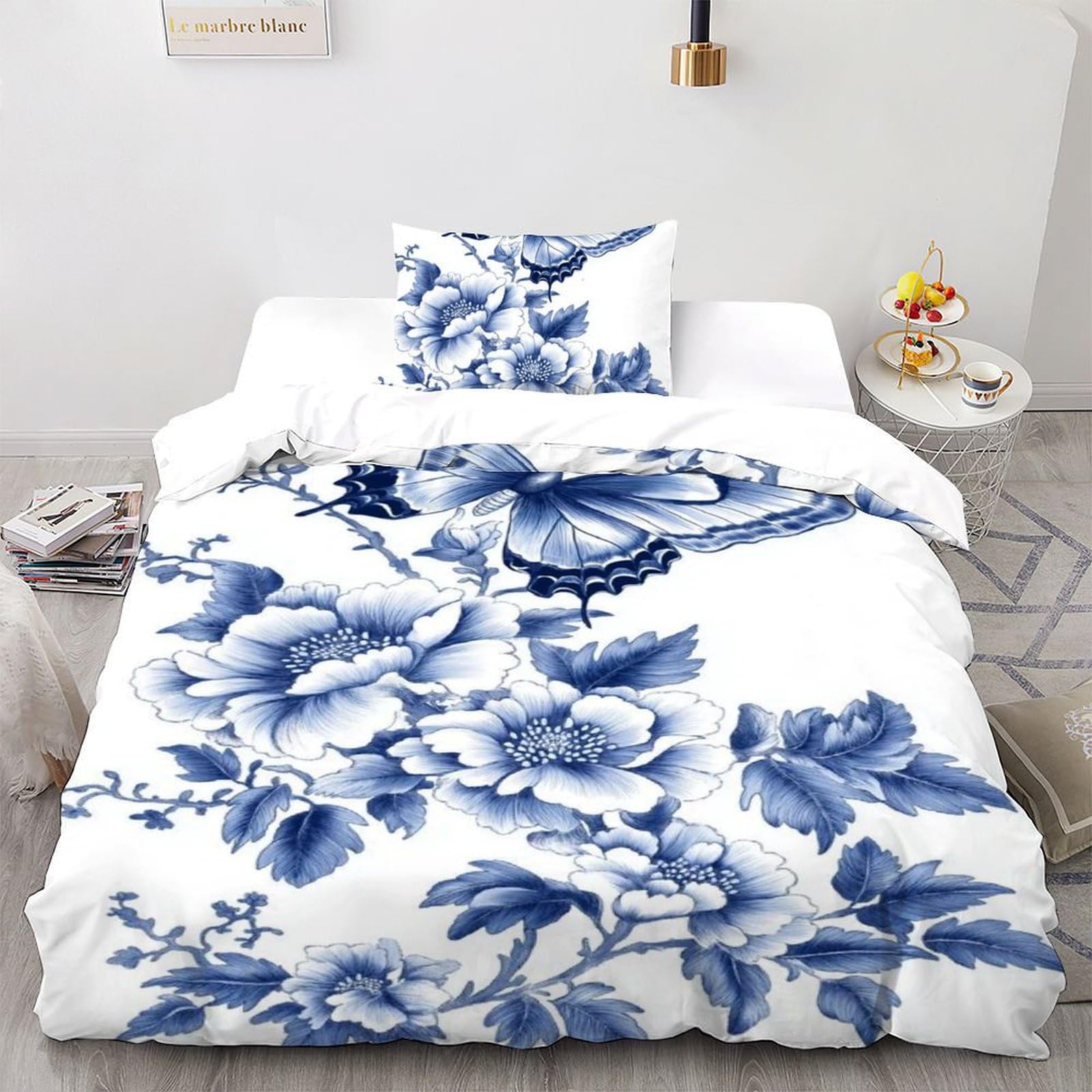 Fleurs de papillons de vent ensemble d'impression 3D la tradition orientalisme parure de lit
