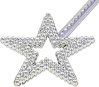 Vista 8 de MYUBWTF 5 varitas mágicas plateadas de 13 pulgadas, varitas mágicas de estrella de ángel, chapado de princesa de hada plateada, palo de estrellas