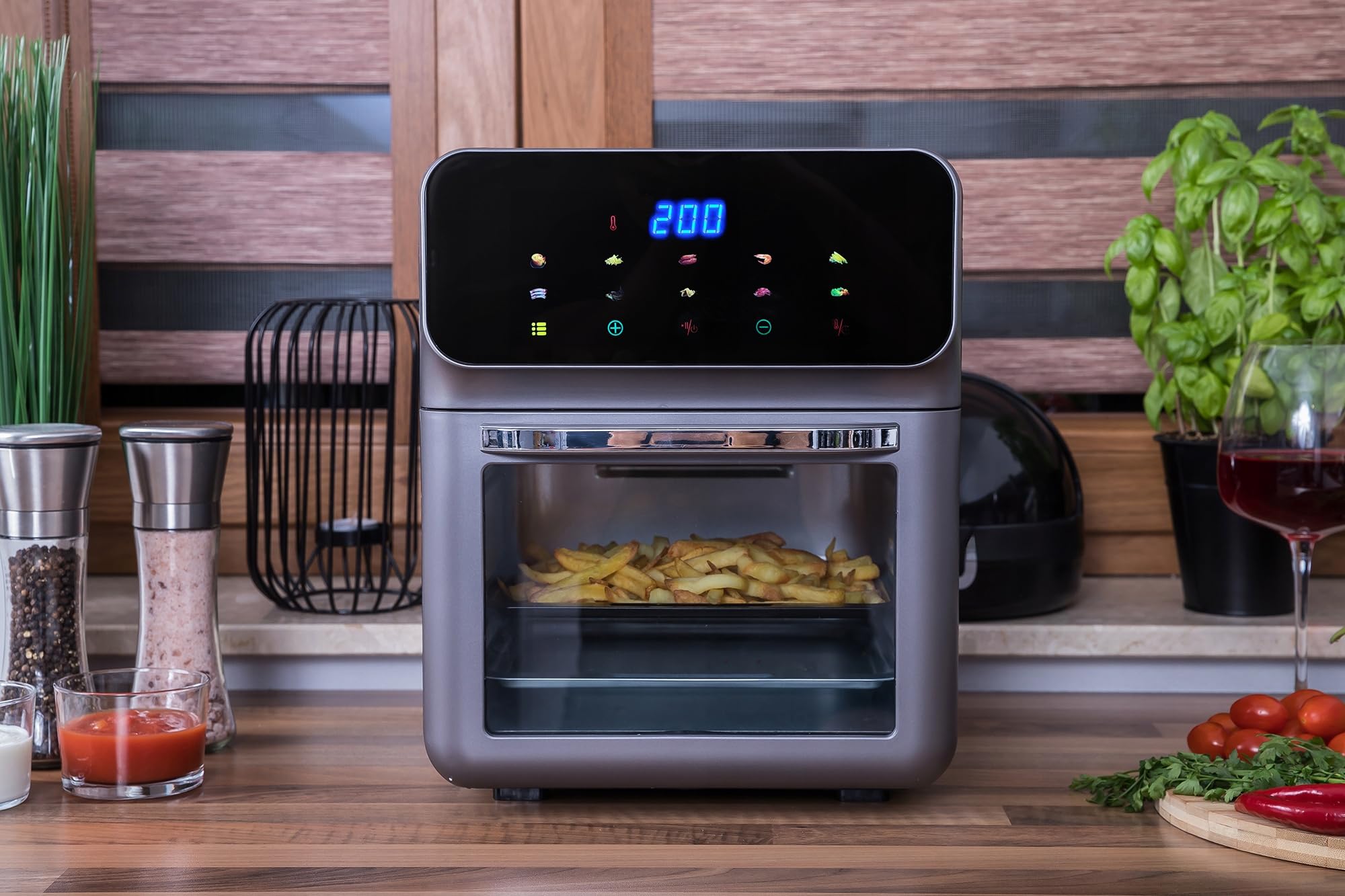 FRYTKOWNICA PIEKARNIK BEZTŁUSZCZOWY AIR FRYER LINBOX INOX CZARNY