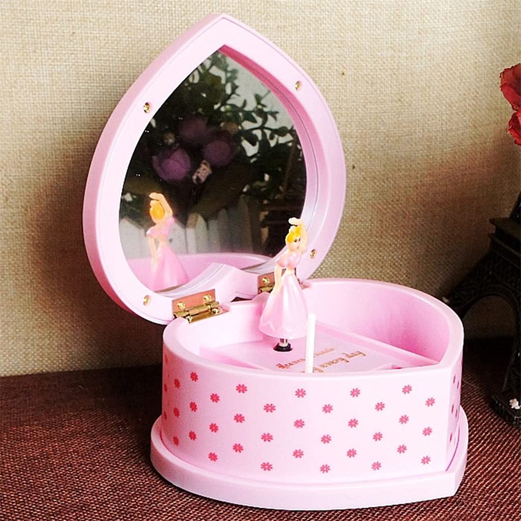DKIUGL Rotating Heart-Shaped Jewelry Storage With Dancing Girl Lovely Ballerina Music Box
