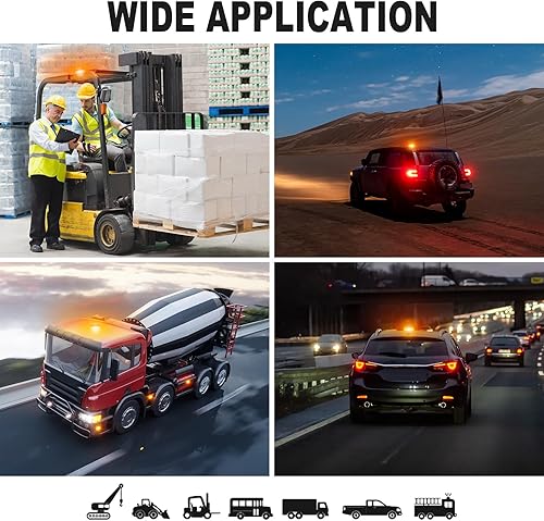 Miniatura 9 de AnTom Luces estroboscópicas inalámbricas con control remoto, baliza impermeable recargable alimentada por batería LED con base magnética fuerte,