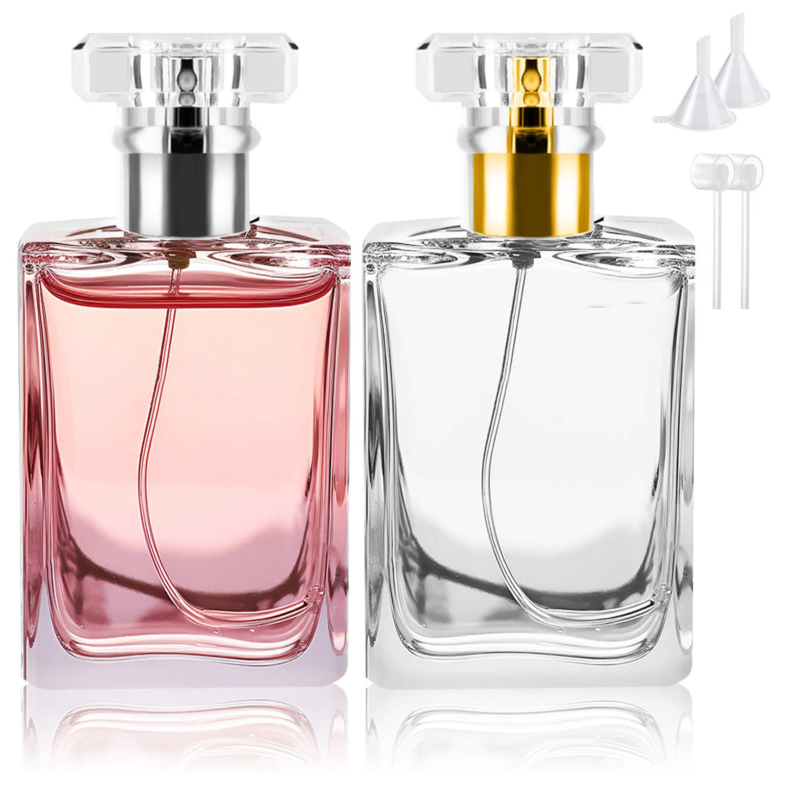 Bohoray 2 Stücke 50ml Parfümzerstäuber Nachfüllbar Gold und Silber Deckel