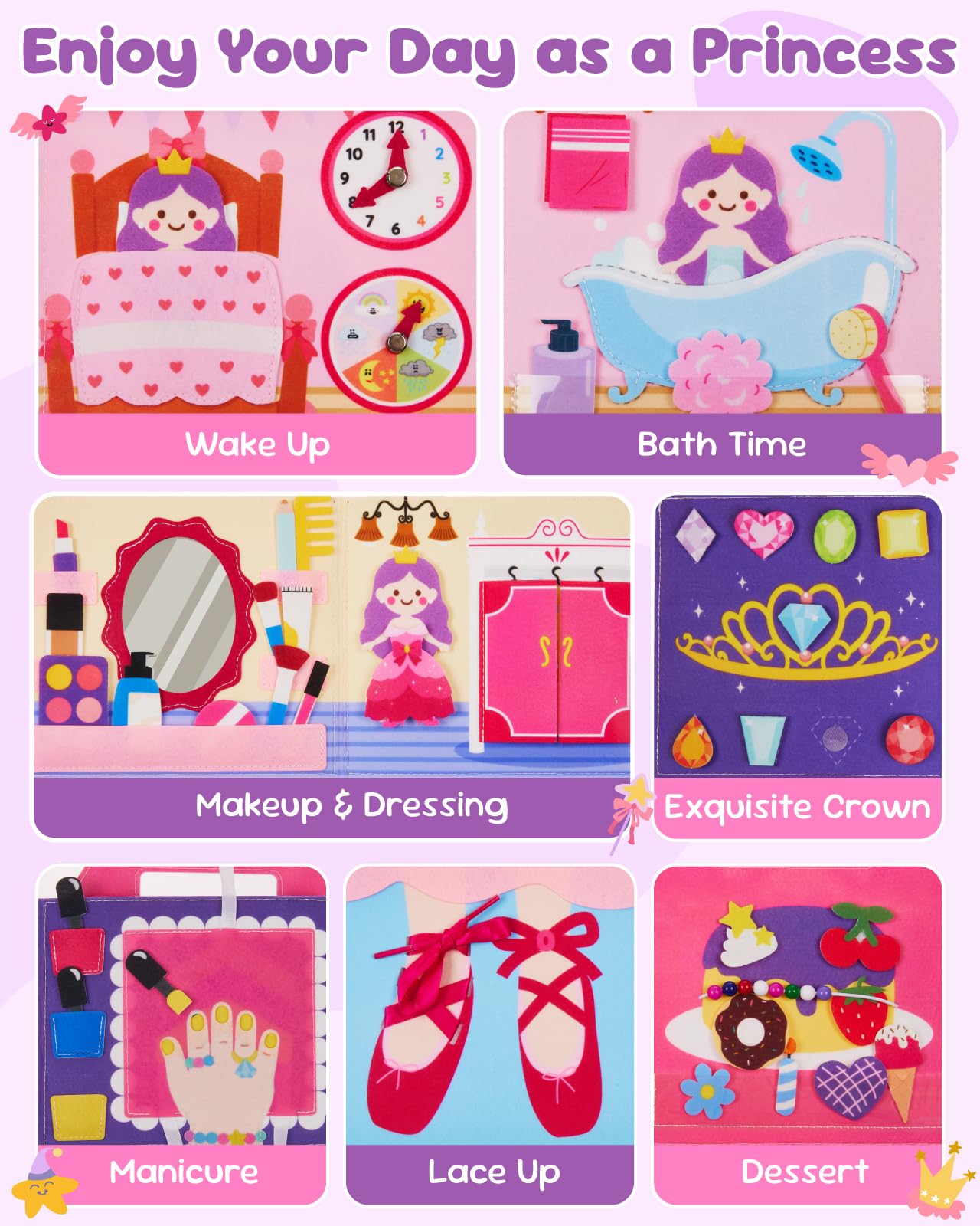 Gleamkid Busy Board, Giochi Montessori 2 Anni, Libro Montessori Interattivo, Giochi Montessori per 1 2 3 4 5 6 Anni Bambini, Quiet Book, Regalo Bambino - Rosa