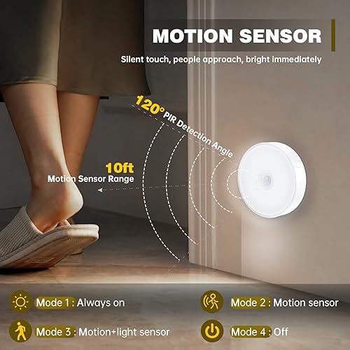 Miniatura 9 de LAVAED Paquete de 4 luces RGB+W de 16 colores cambiantes con control remoto, 12 luces LED regulables, luces de armario de 600 mAh USB recargables