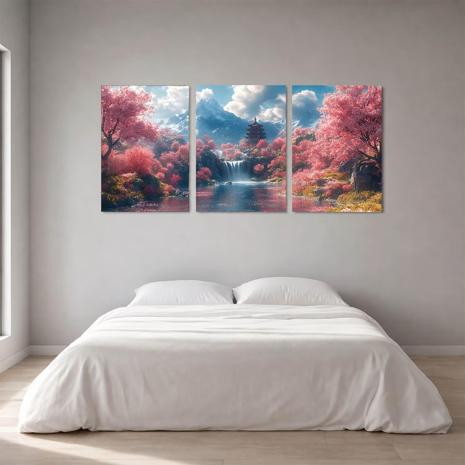 3 szt. Pełny zestaw do malowania diamentowego wodospadu, obraz diamentowy zachód słońca dla dorosłych 40 x 60 cm x 3 malowanie po numerach diamentowe malowanie do zdjęć dekoracja salonu nowoczesny