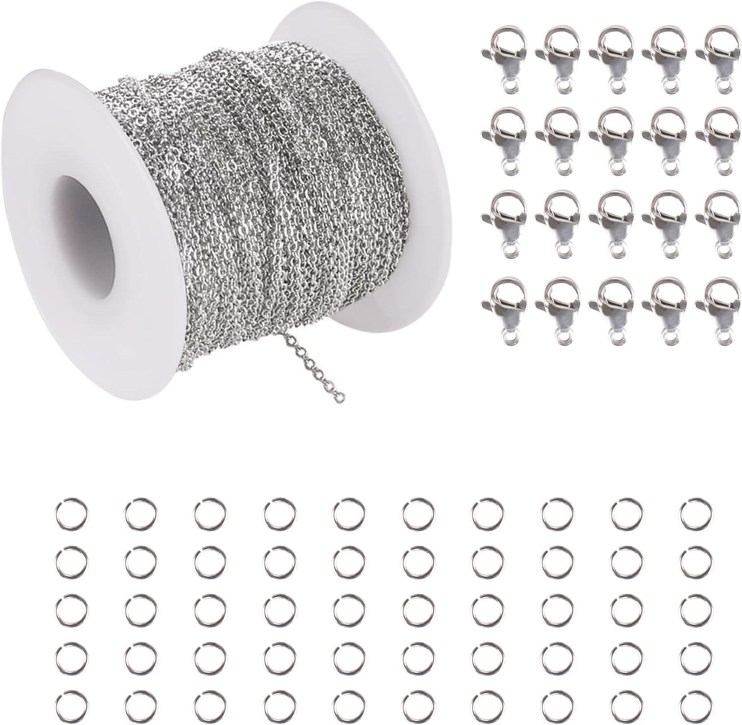 Lot De Maillons Et Anneaux De Saut En Métal Pour Création Bijoux - Bricolage, Réparation Collier